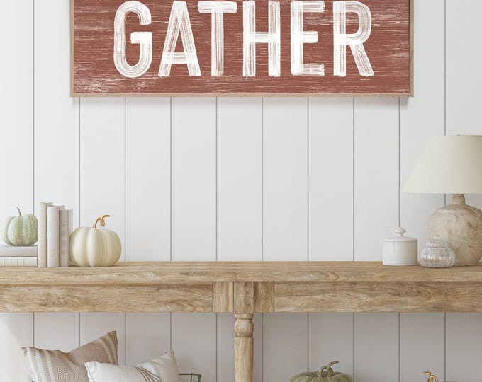 GATHER Sign in Clay Brown, thanksgiving home decor, thanksgiving wall print, gather sign farmhouse, gather sign for dining room