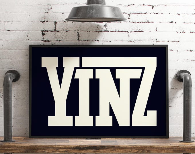 Yinzer Sign, Pittsburgh Native, Black and White Art, Large Canvas Print, Minimalist Wall Decor, Bold Typography Gift for Him or Her