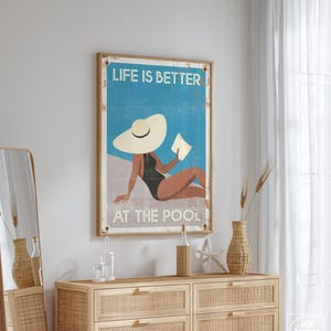 Life Is Better at the Pool Sign, Retro Pool House Wall Art