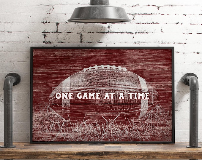 Sunday Football Sign: Vintage One Game at a Time Wall Art
