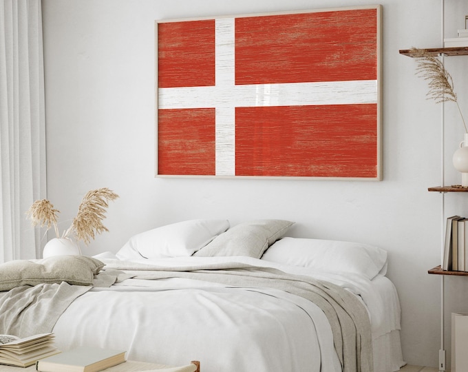Under the Sea Coastal Sign, Rust Red Distressed Cross Wall Art, Minimalist Nautical Beach Decor