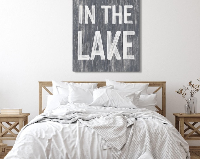 Coastal Lake House Sign, Faux Vintage Wood Wall Art (Multiple Sizes)
