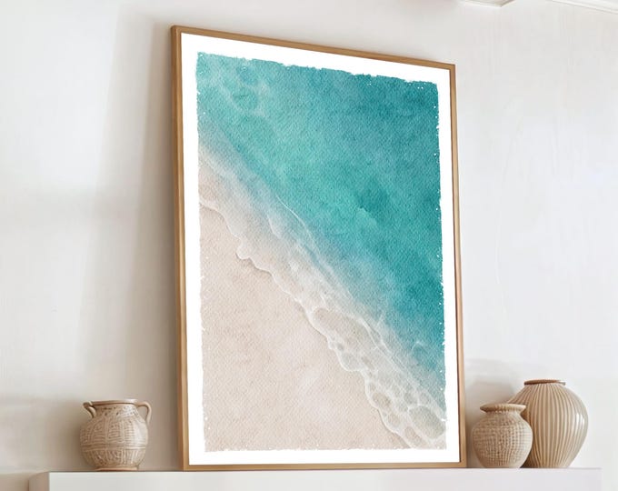 Coastal Wall Art Print: Tranquil Beach Scene (Framed or Unframed)