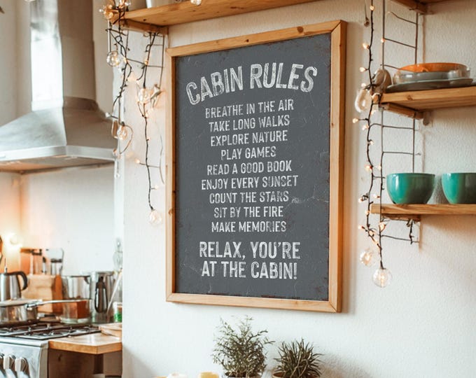 Cabin Rules Wall Art: Cozy Retro Lodge Decor (Canvas or Aluminum)