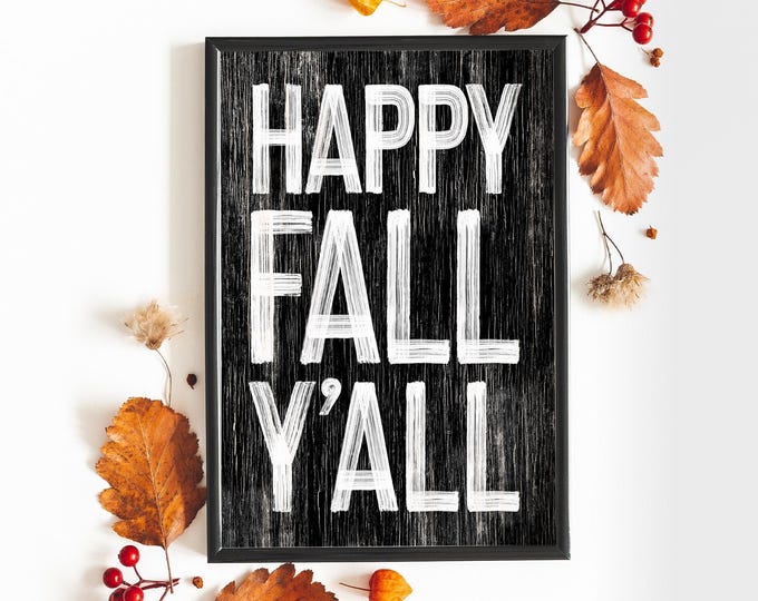 Happy Fall Seasonal Art, Rustic Fall Canvas Print, Gift for Her