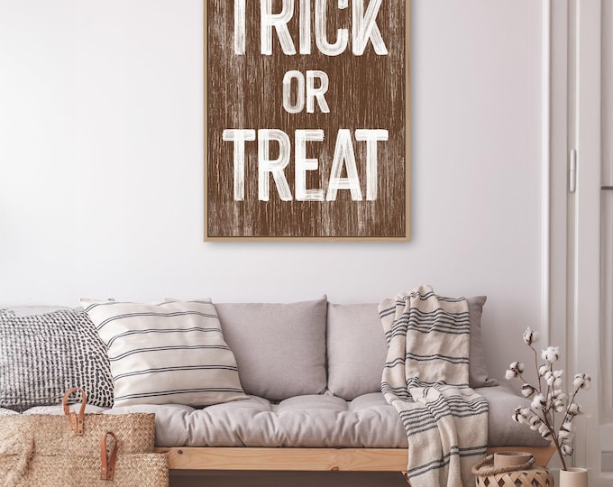 Trick or Treat Wall Art: Cozy Autumn Farmhouse (Wood Frame Options)