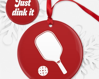 Pickleball Paddle Holiday Ornament, Double Sided (Choice of Colors)