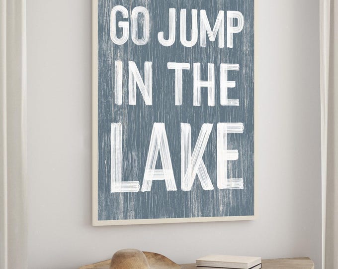 Lake House Sign in Harbor Blue, Coastal Faux Wood, Lake Living Gift