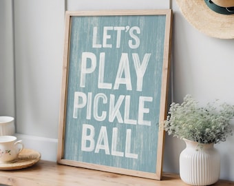 Pickleball Poster: Retro Blue Design (Canvas or Paper Prints)