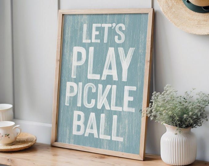Pickleball Poster: Retro Blue Design (Canvas or Paper Prints)