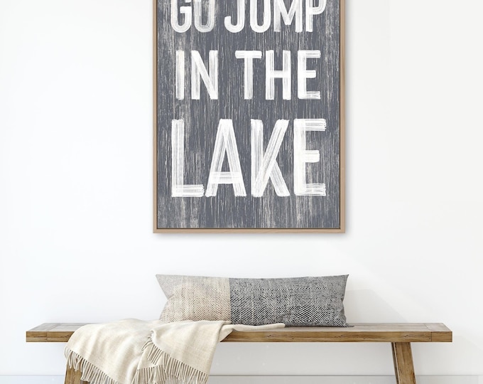 Coastal Lake House Sign, Faux Vintage Wood Wall Art