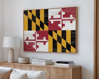 Maryland State Flag Decor, Maryland Decor, Crab Shack Decor, State of Maryland Flag, Ocean City MD Decor, Gift for Marylander, Farmhouse Art