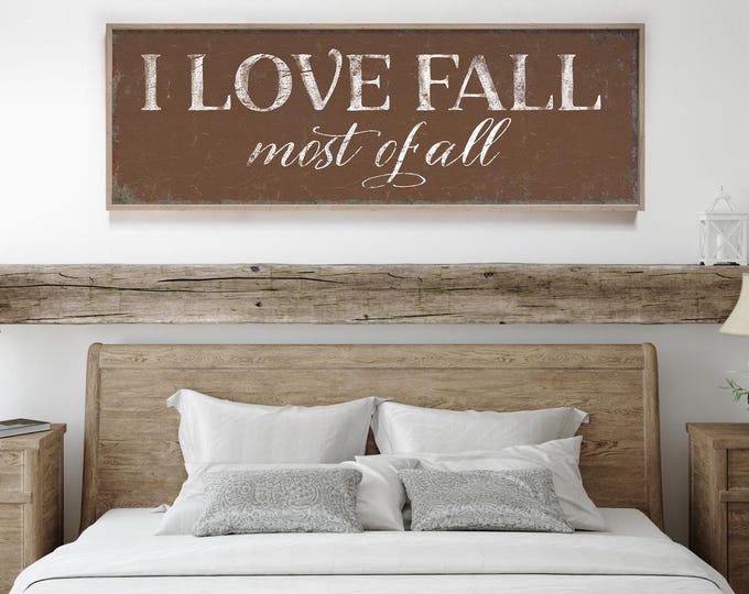 Holiday Home Decor, Seasonal Wall Art, Autumn Wall Decor, Rustic Fall Sign, Bear Illustration, Cozy Autumn Colors, Large Canvas Print