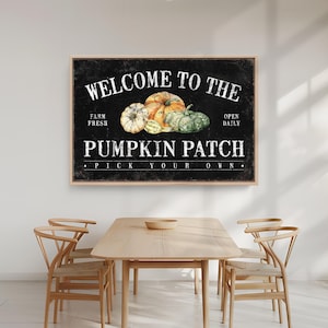 Welcome to the Pumpkin Patch Market Sign, Rustic Fall Wall Art Large Fall Porch Print, Pumpkin Patch Sign for Mantel, Halloween Decoration