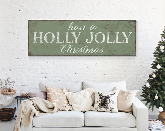 Rustic Christmas Wall Sign, Seagrass Green Cabin Decor, Xmas Decorations
