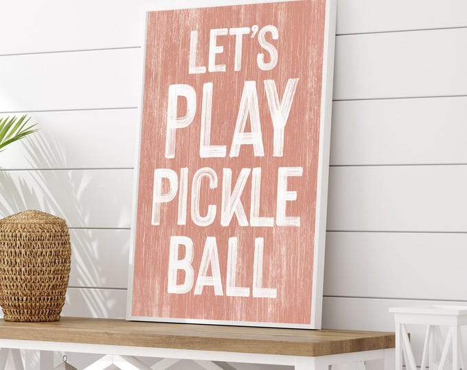Coral Pink Pickleball Sign: Fun Wall Decor for Game Lovers