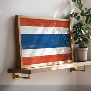 Thailand Flag Poster, Flag of Thailand, Gift for Thai Friends, Rustic Wall Art, Thong Trairong, Thai Flag Sign, Thai Decor, Vintage Thai Art