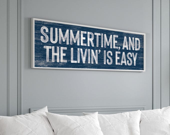 Navy and white outdoor sign, vintage nautical patio decor with weathered plank lettering