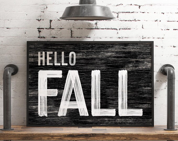 Fall Wall Art, Hello Fall Sign, Black Weathered Decor