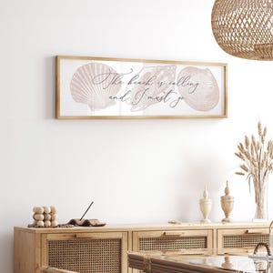 Letrero de pared costero: Conchas rosa ruborizado - Impresión grande en lienzo blanco