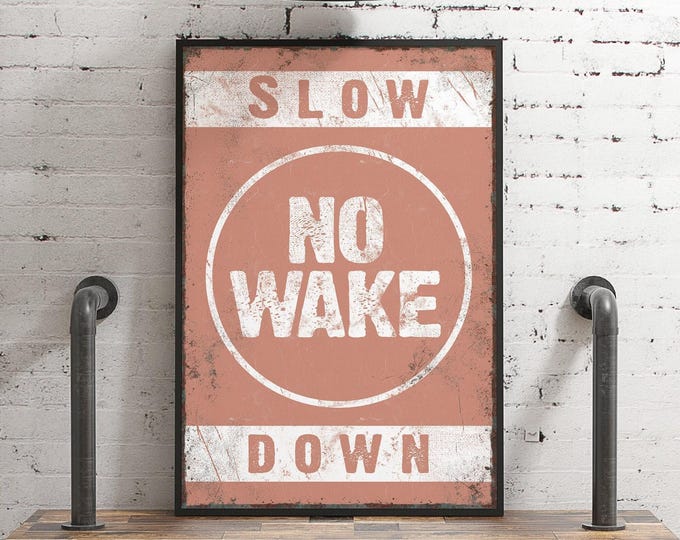 No Wake Canvas Print: Retro Coral Pink - Coastal Wall Decor