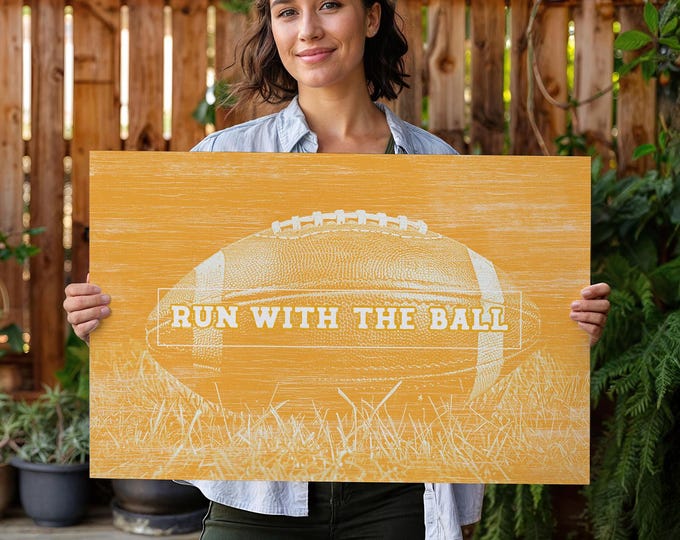 Vintage Football Canvas Print, Rustic Game Day Spirit Decor, Sport Gift