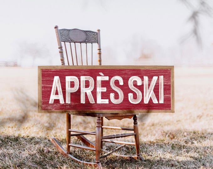 Apres Ski Wall Art: Cozy Cabin Decor (Dark Red & White, Multiple Sizes)