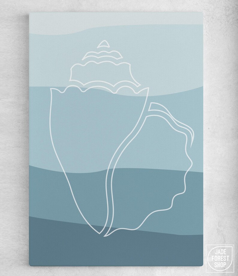 Conchas marinas y olas, arte abstracto para pared en gran formato, playa y olas, decoración playera. imagen 6