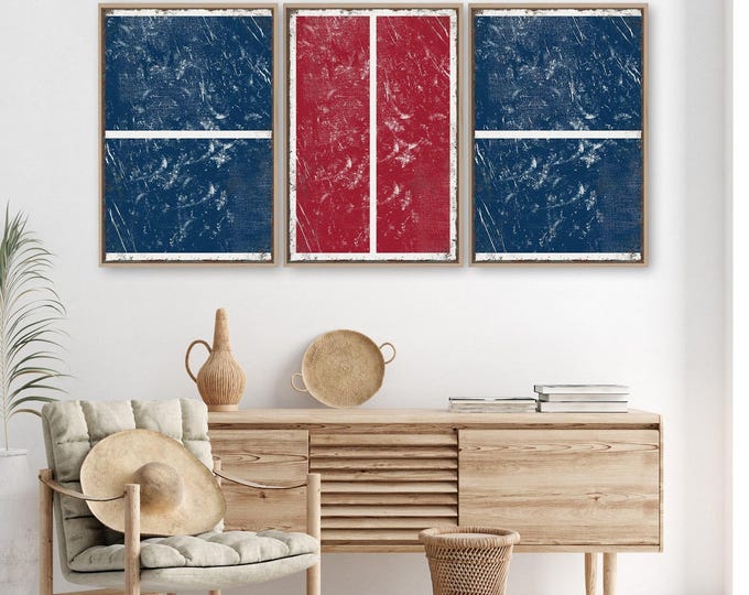 Triptych PICKLEBALL Wall Art,  3 Piece Framed Set, Pickleball Gifts, Sports-themed decor, Modern Farmhouse, Navy Blue and Dark Red