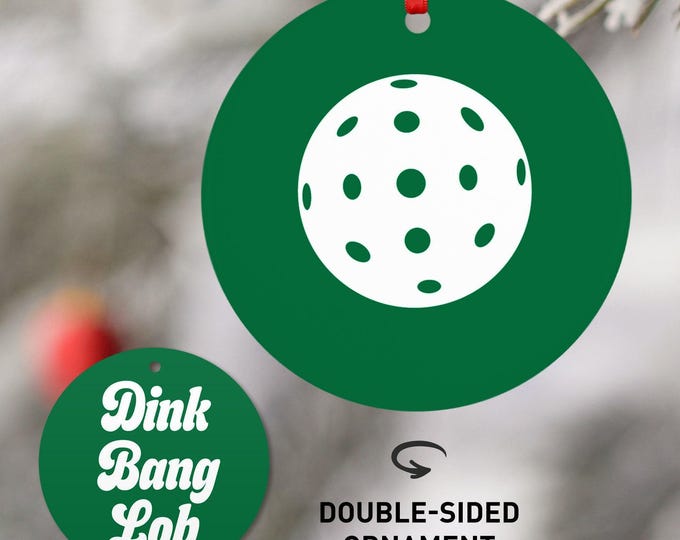 Pickleball Ornament: Ceramic Holiday Decoration with Ribbon