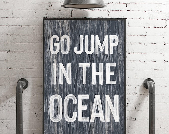 Ocean Wall Sign, Vintage Beach House Coastal Decor for Nautical Interiors or Lake House Entryway Accent Wall