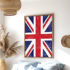 Vintage Union Jack Poster, Distressed UK Flag Sign, British Flag Rusted Edge, Framed UK Flag Poster, Gift for Brit, Pub Decor, Union Flag