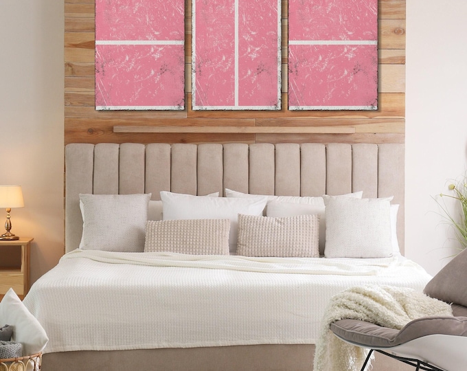 Triptych PICKLEBALL Wall Art,  3 Piece Framed Set, Pickleball Gifts, Sports-themed decor, Modern Farmhouse, Bubblegum Pink, Pink Pickleball