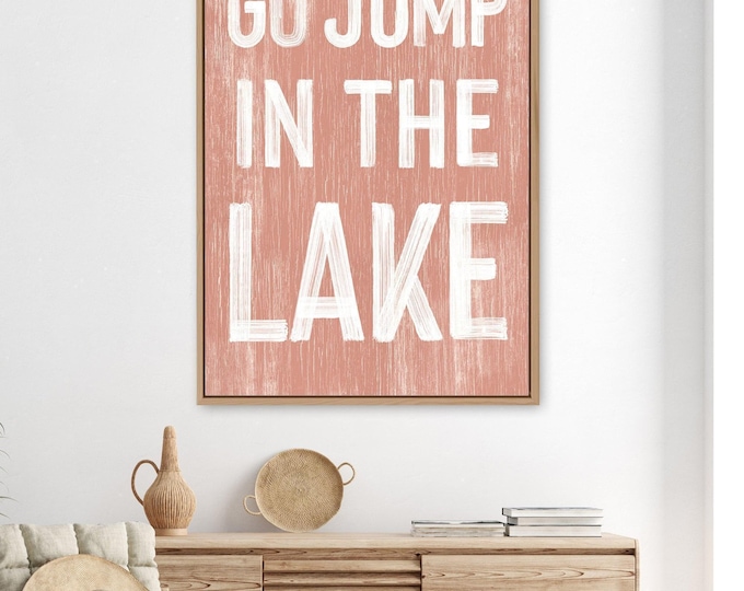 Coral Pink Lake House Sign, Rustic Coastal Wall Decor