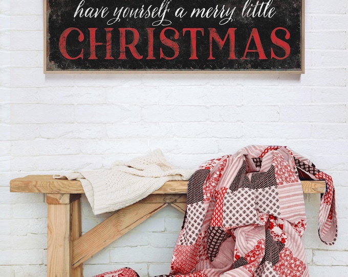 Holiday Farmhouse Sign, Merry Little Christmas (Canvas, Paper, Aluminum)