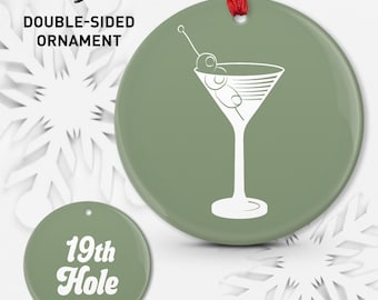 Golf Martini Ornament: Funny Christmas Decor (Ceramic or Shatterproof Aluminum)