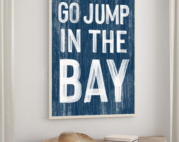 Bay House Wall Sign: Nautical Blue, Faux Weathered Wood - Rustic Decor