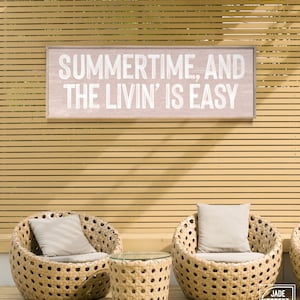 Impression d'art murale rose poudré pour décoration de maison de plage, « L'été et la vie est facile », grande impression métallique pour terrasse de piscine ou terrasse extérieure