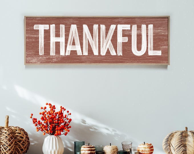 Decor For Autumn, Thankful Sign, Brown Wall Art