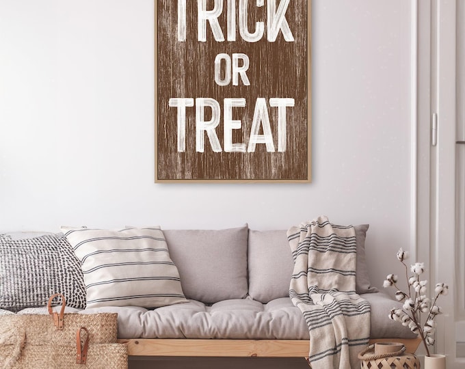 Trick or Treat Wall Art: Cozy Autumn Farmhouse (Wood Frame Options)