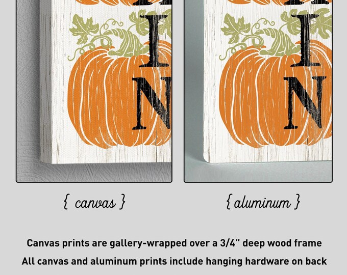 Pumpkin Wall Art, Stacked Sign, Charcoal and Cream Autumn Decor