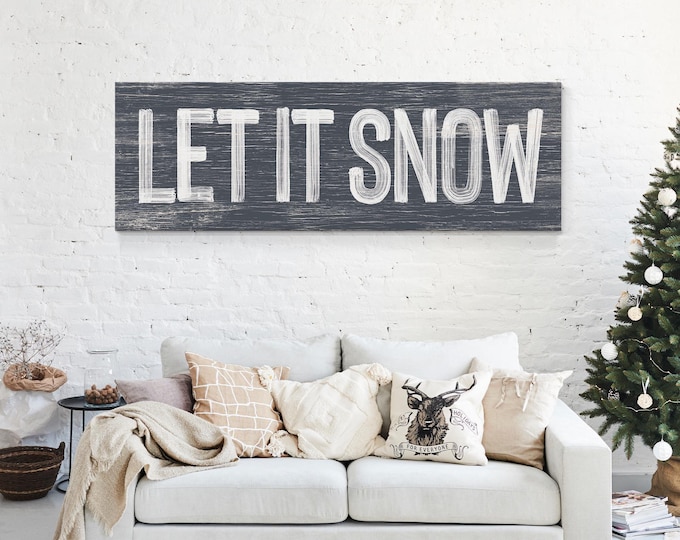 Let It Snow Wall Decor: Seasonal Rustic Cabin Style (Multiple Sizes)