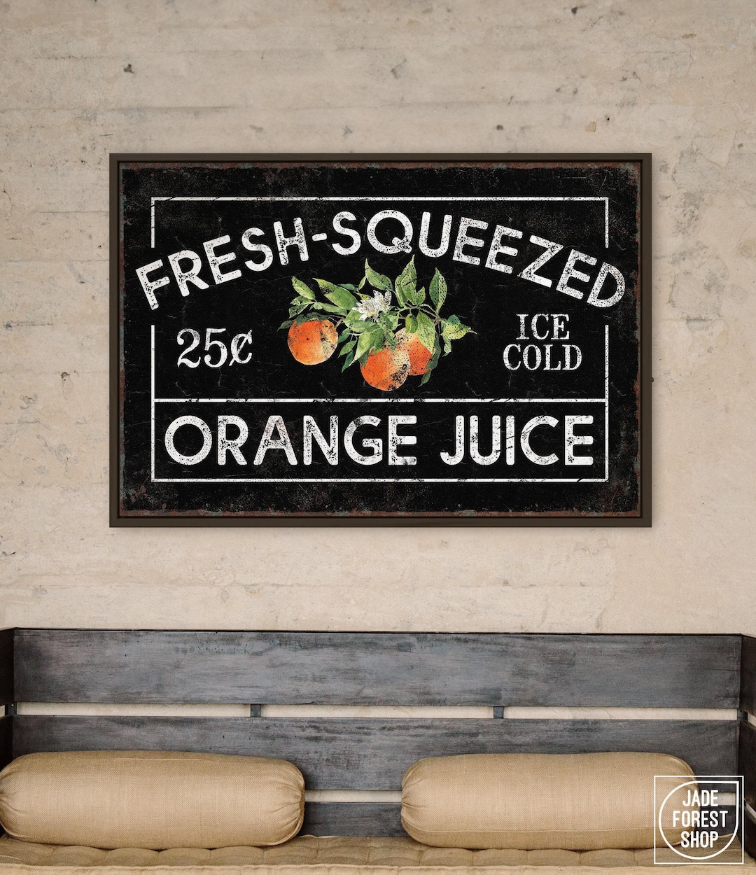 Retro Fresh Squeezed Orange Juice Stand Sign, Rustic Farmers