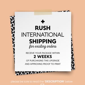International Rush SHIPPING only - 2 weeks