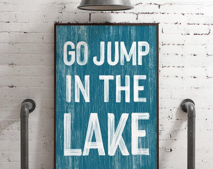 Lake House Wall Sign: Coastal Vintage Style - Faux Weathered Wood