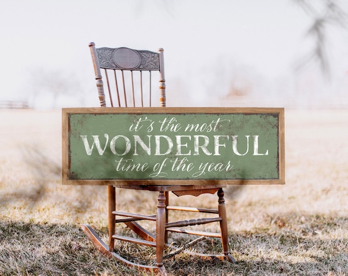 Holiday Wall Art Print: 'Most Wonderful Time' in Seagrass Green