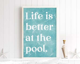 Watercolor Wall Art with Cream Serif Letters on Aqua