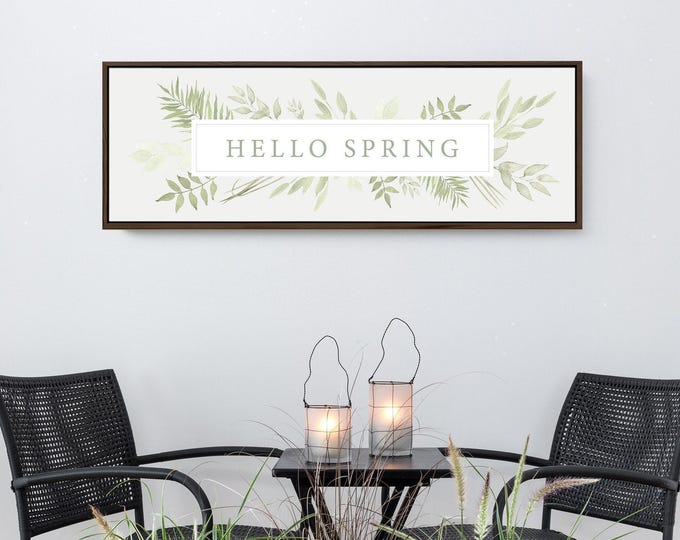 Hello Spring Botanical Sign, Sage Green Fern Wall Art, Fresh Cheer Gift for Her