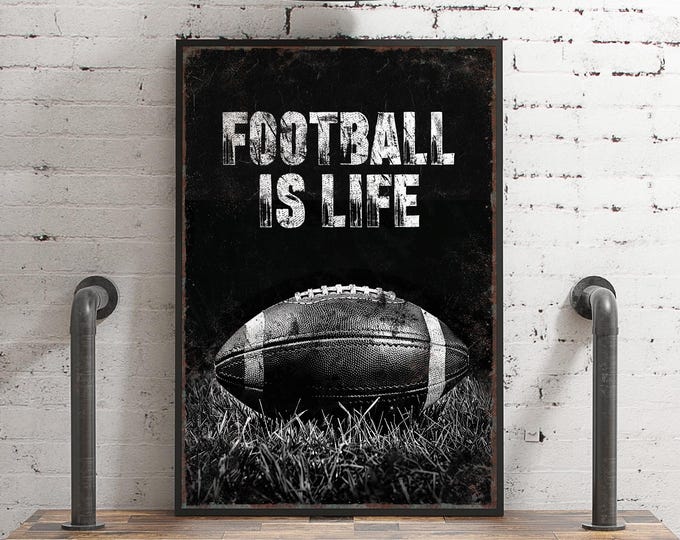 Football Is Life Wall Art: Vintage Autumn Sports Decor