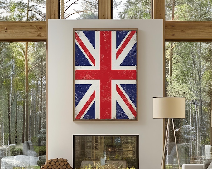 Vintage British Flag Sign - Rustic Farmhouse Wall Decor